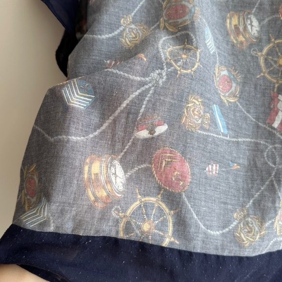 Eveve Nautical Print Blouse, Coastal Grandma Preppy Blouse, Navy Blue, Medium - Picture 8 of 15